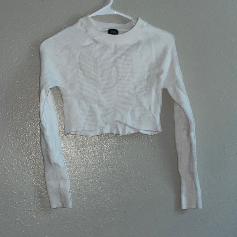 White Cotton Ribbed Women's Top